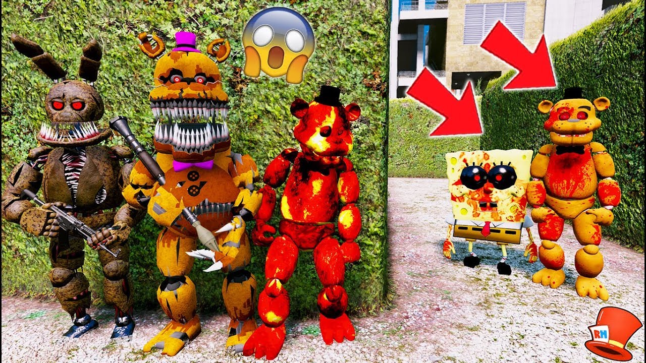 WILL THE ANIMATRONICS ESCAPE SPONGEBOB.EXE & FREDDDY.EXE? (GTA 5 Mods FNAF RedHatter)