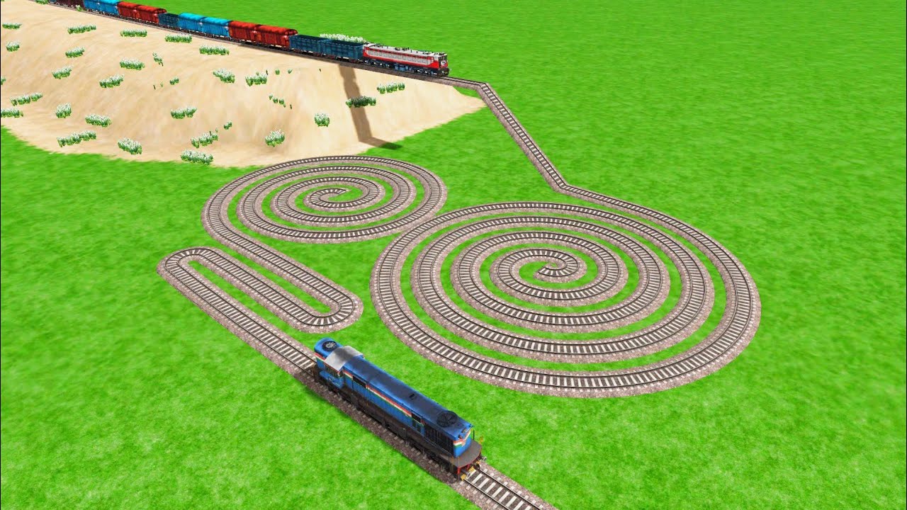 TWO TRAINS CROSSING AT DIAMOND 💎RAILROAD TRACKS UNDERGROUND CIRCLE TRACKS😯Indian Railroad/ #railways