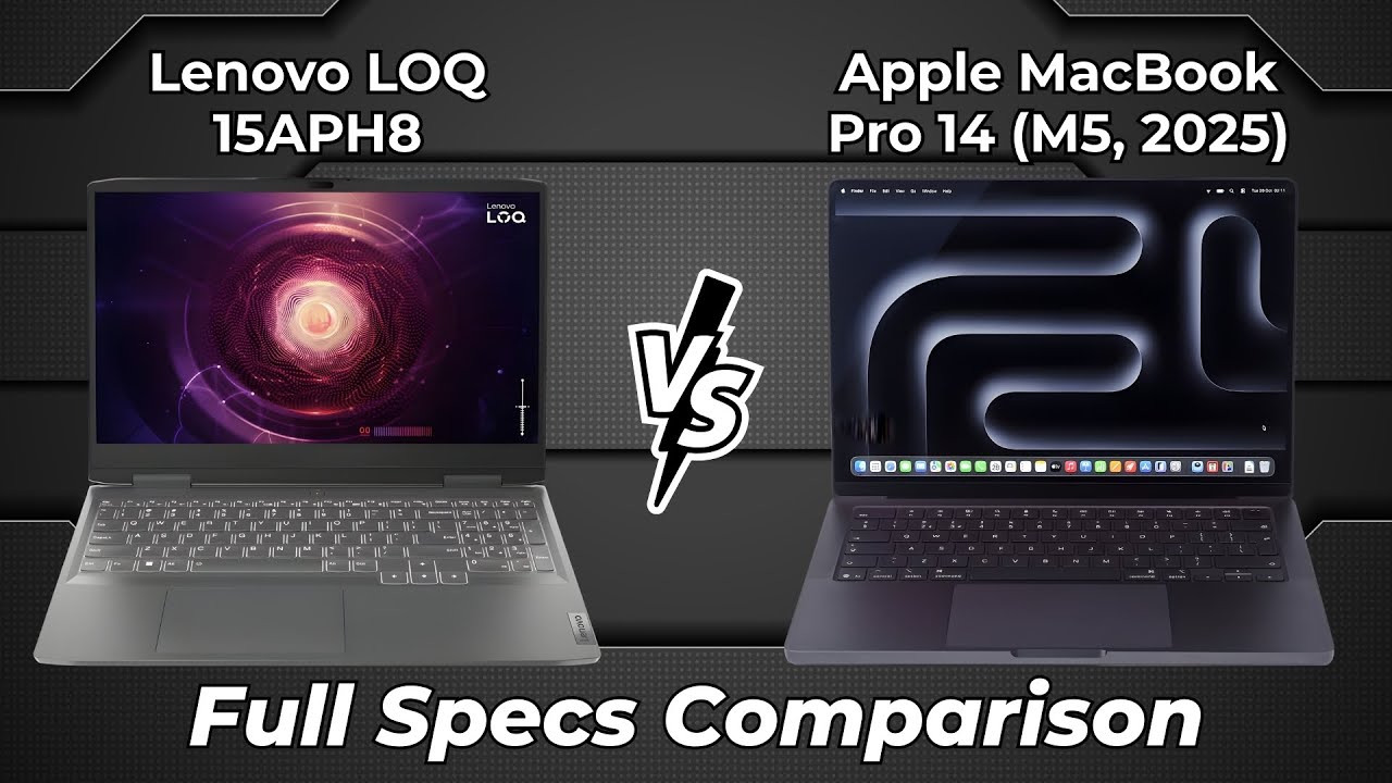 Lenovo LOQ 15APH8 vs Apple MacBook Pro 14 M5 2025 🔥 Full Specs Comparison