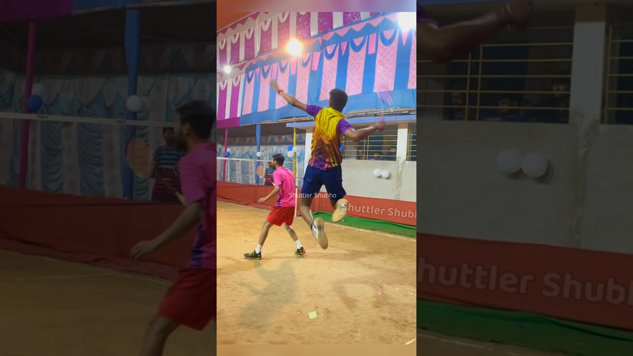 Best Jump Badminton Smash 💥 #shorts #shuttlershubho #outdoorbadmintonmatch #badmintontrickshots