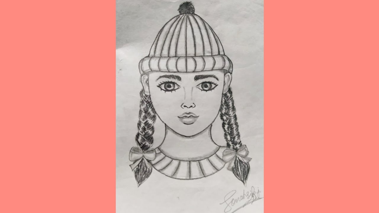 How To Draw Beautiful Girls Sketch With Winter Hat | 