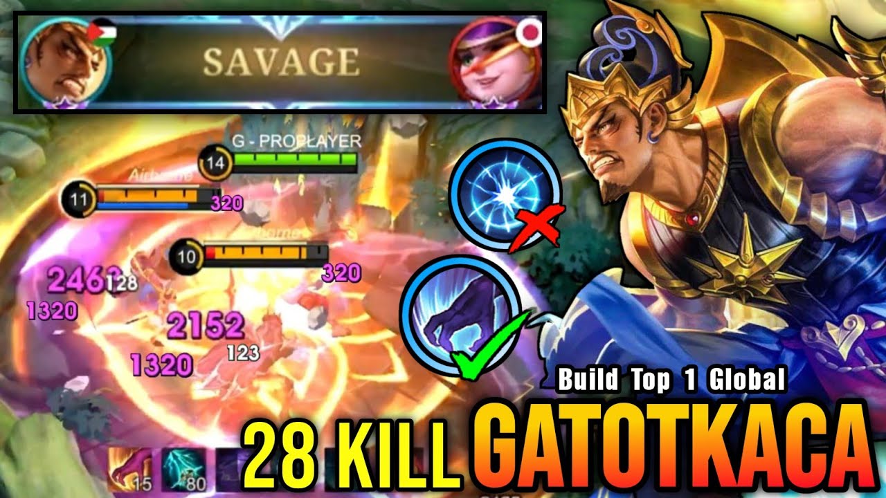 SAVAGE + 28 Kills!! Hyper Carry Gatotkaca is Scary!! - Build Top 1 Global Gatotkaca ~ MLBB