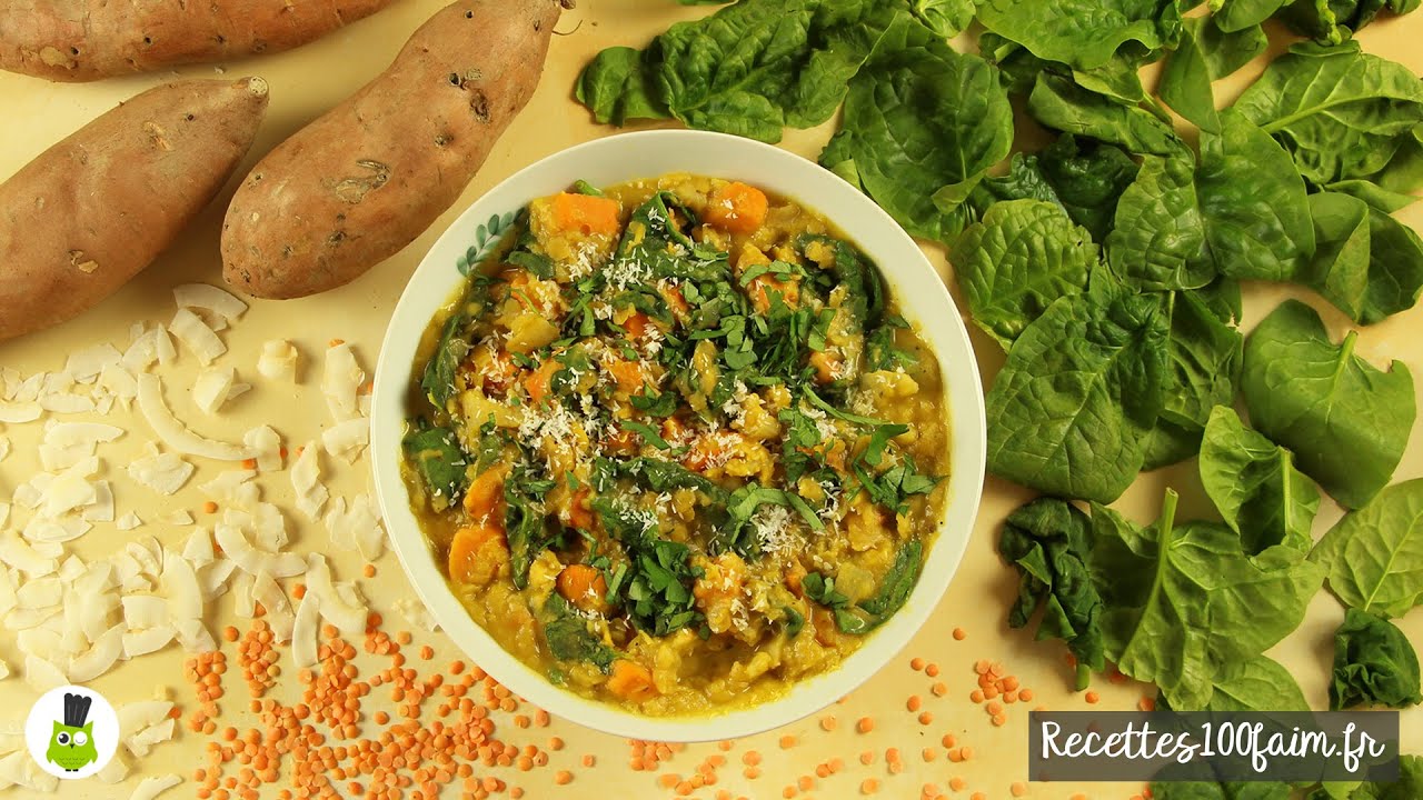 🌿Curry patate douce, épinards, lentilles corail & coco