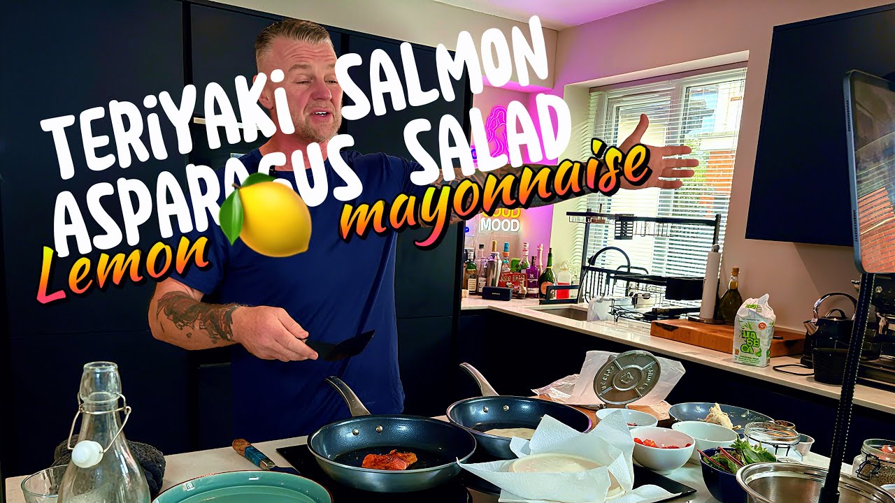 S3 Ep6 | teriyaki salmon, asparagus salad & lemon mayonnaise #tinkercooks #cookingchannel  #cooking