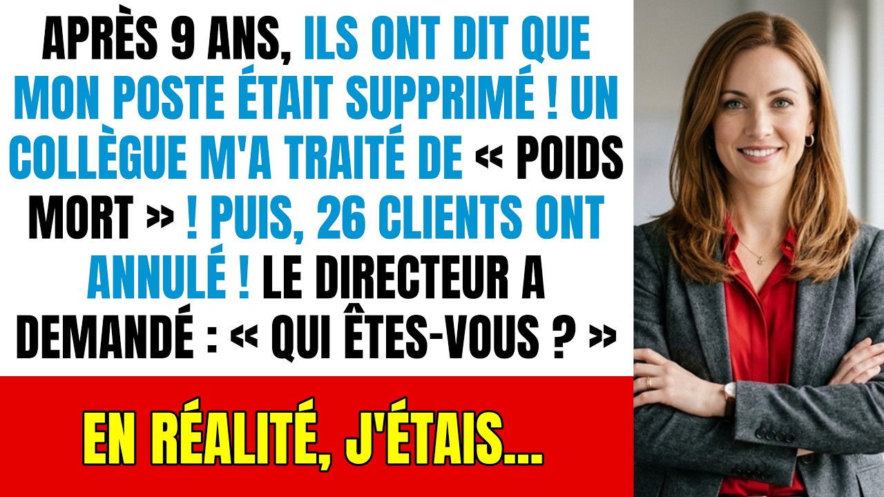 Après 9 ans, mon entreprise a supprimé mon poste. Puis 26 clients ont annulé, et mon directeur...