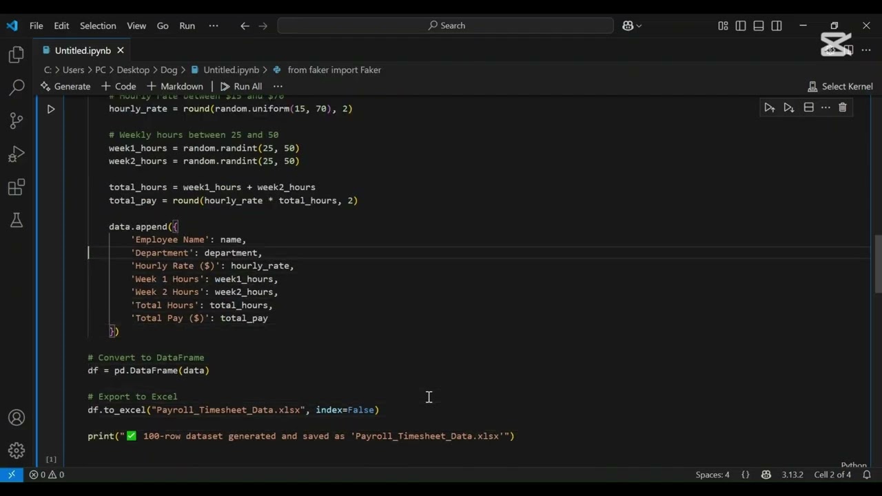 How i Generated Mock /Fake Dataset for analysis using Faker library on Python.