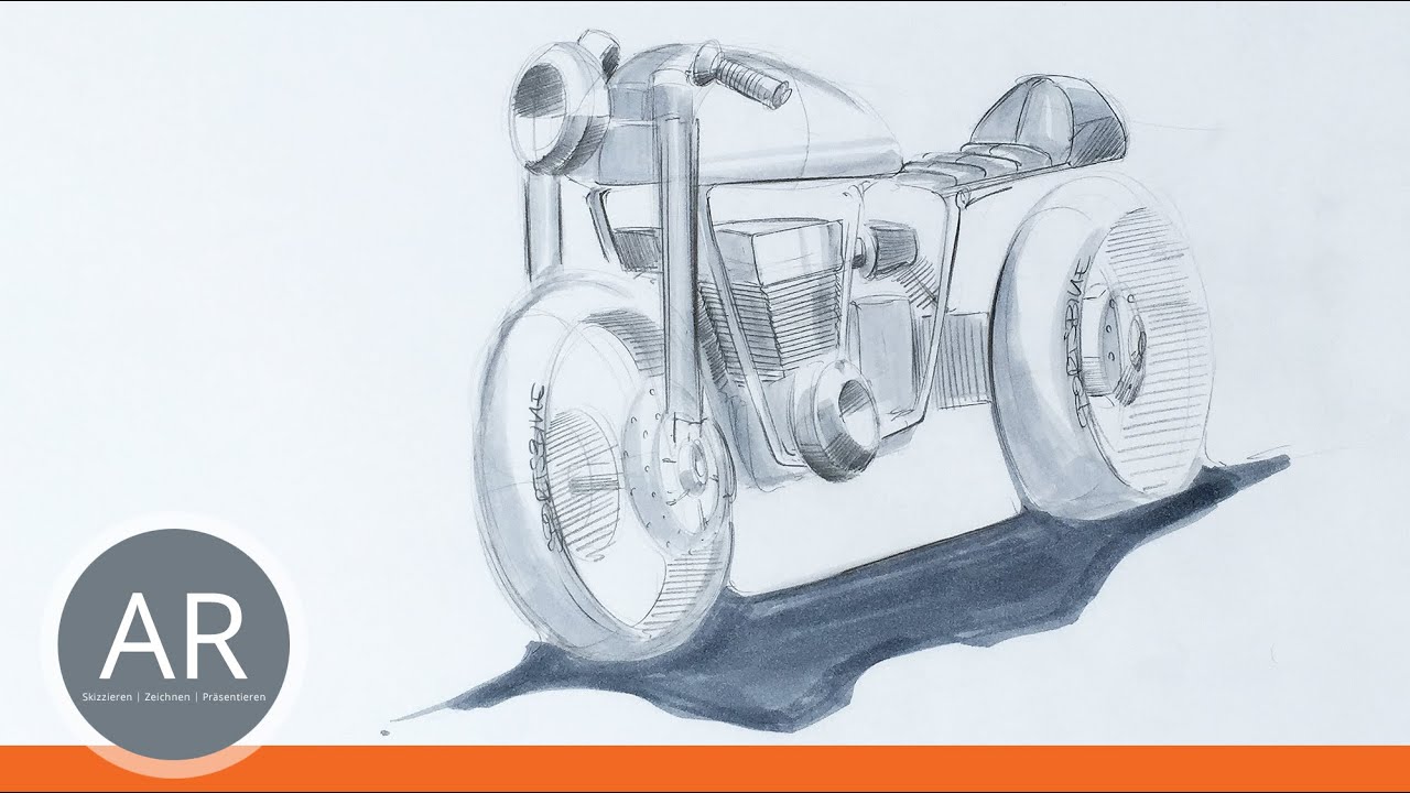 Motorräder und Autos zeichnen. So kanst du ein Motorrad zeichnen lernen. Mappenvorbereitungskurs.