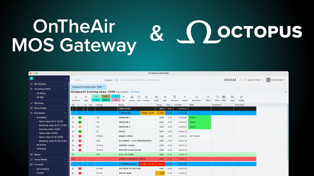 Octopus Newsroom support in OnTheAir MOS Gateway