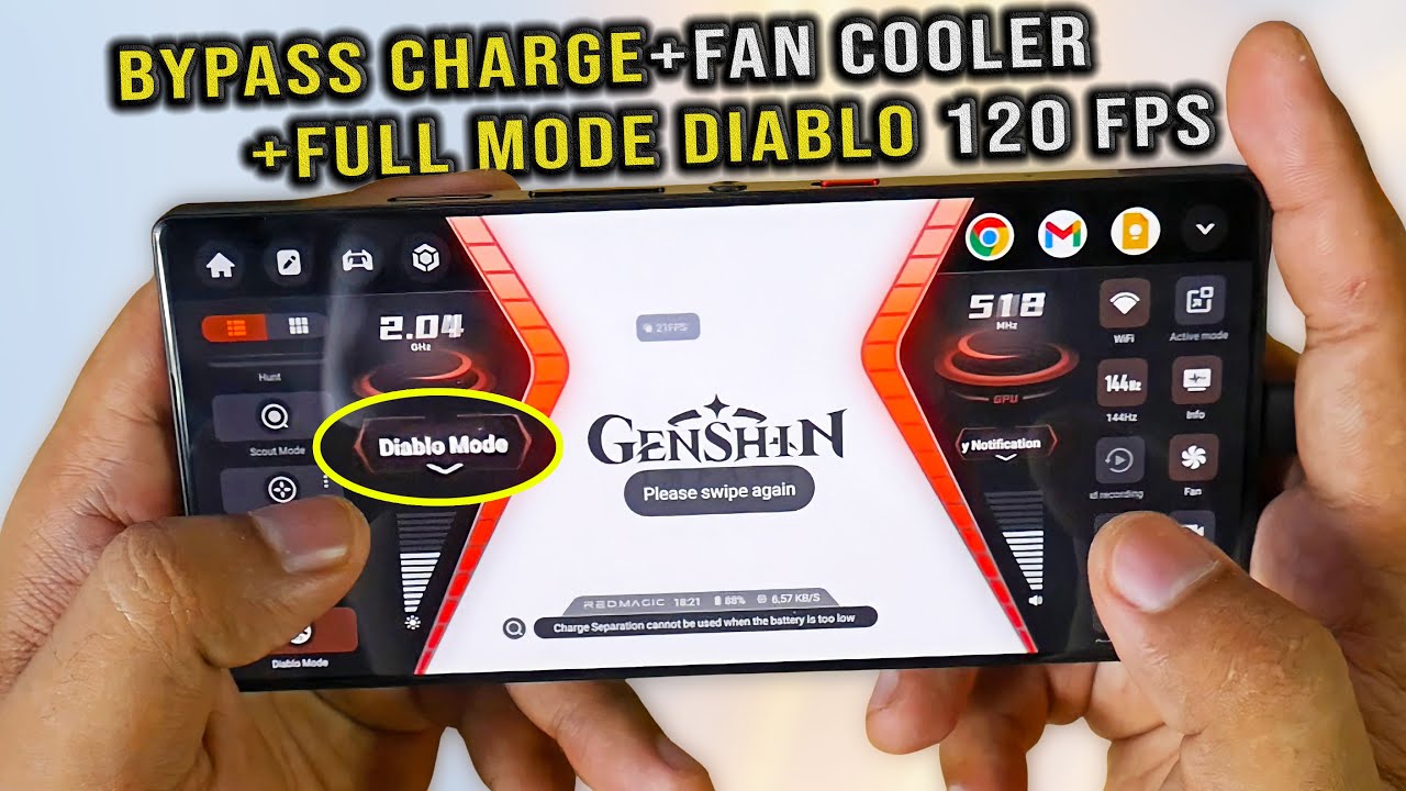 Redmagic 10 Pro Test Bypass Charging + Mode Diablo Genshin Impact Rata kanan 120 FPS NO LIMIT