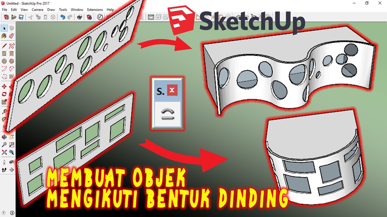 Sketchup Membuat Objek Mengikuti Bentuk Dinding | Sketchup Tutorial | 3DVisualGarchitecture