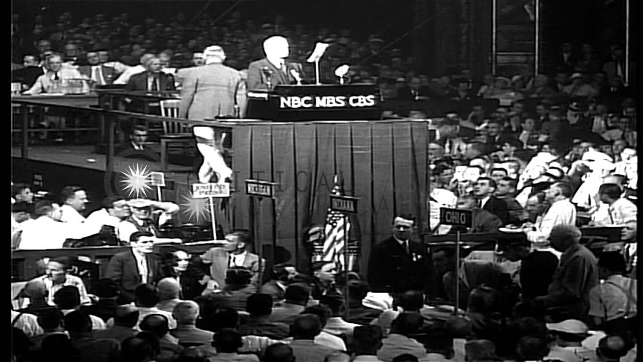Former US President Herbert Hoover delivering a speech at Republican National Con...HD Stock Footage