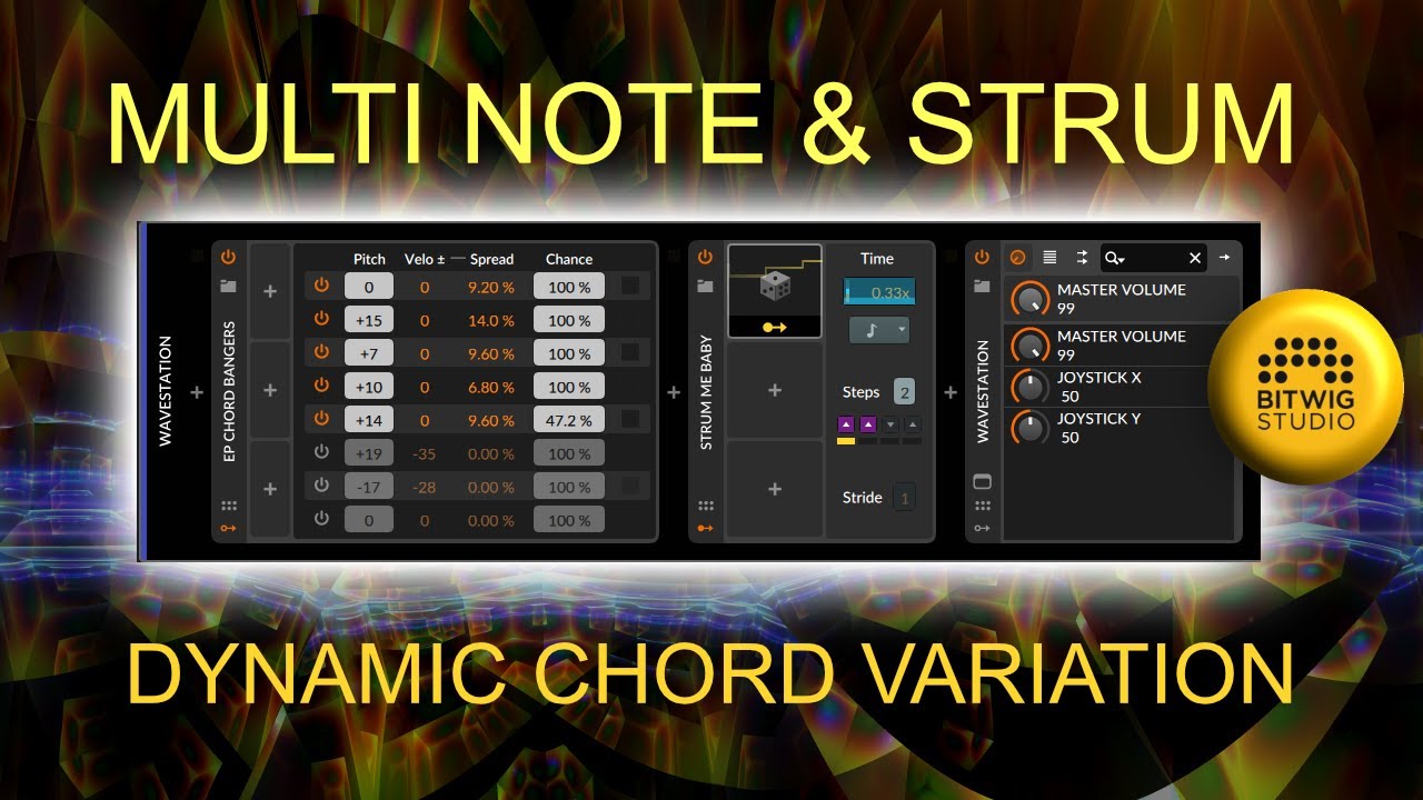 Dynamic Chord Variation in Bitwig Studio 4.1 (Strum + Multi Note)