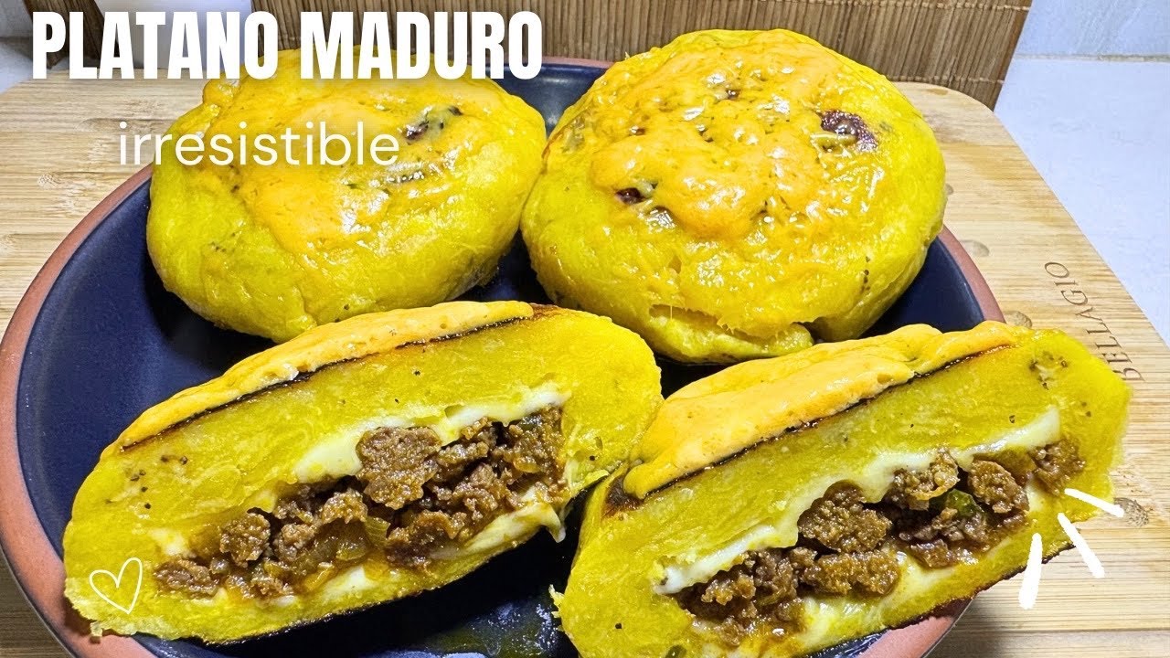 Tortillas de Plátano Maduro rellenas y con doble Queso 