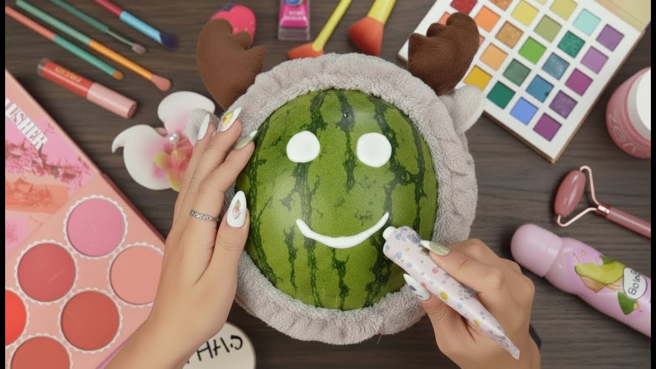 Satisfying Makeup ASMR on Watermelon #63