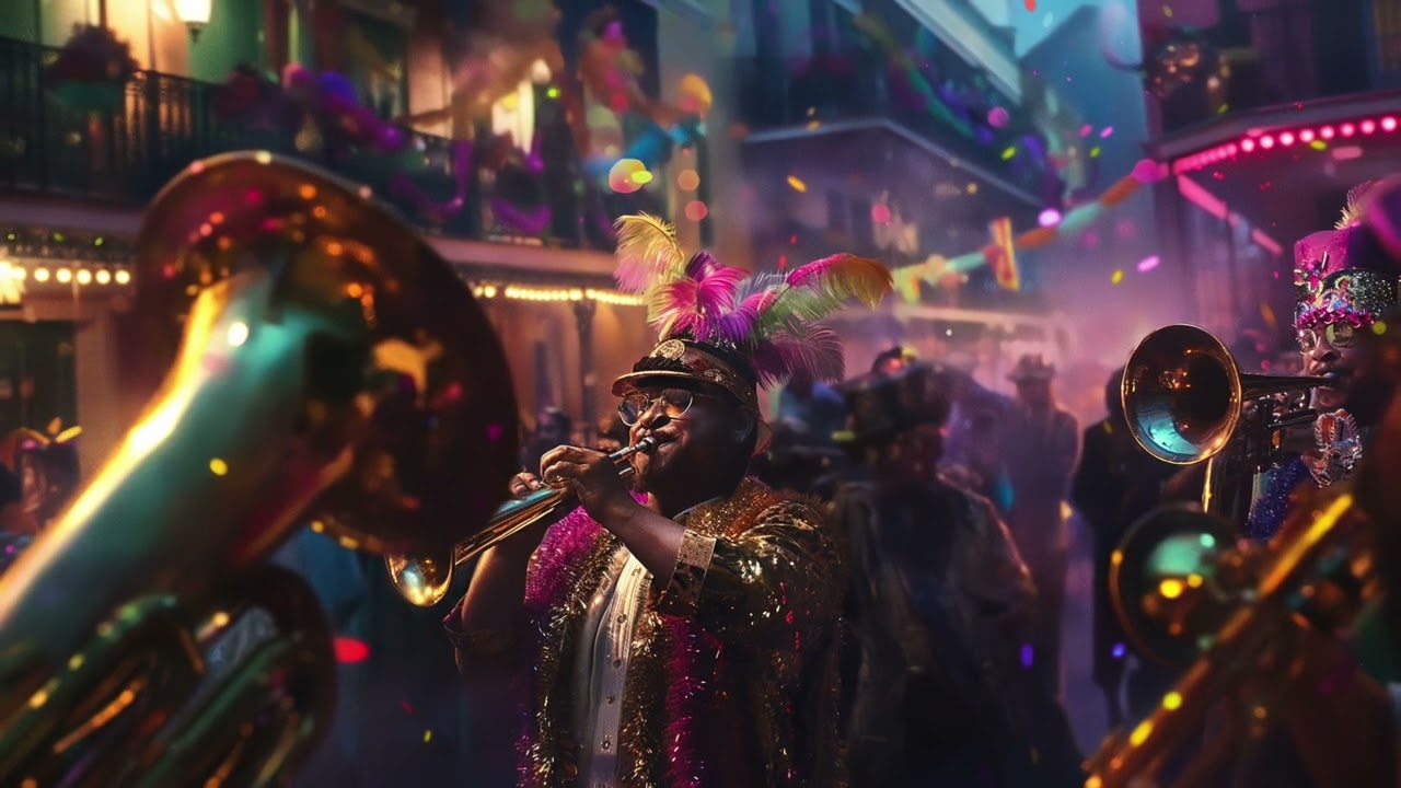 Chill to some retro jazz and images of Mardi Gras in New Orleans Louisiana