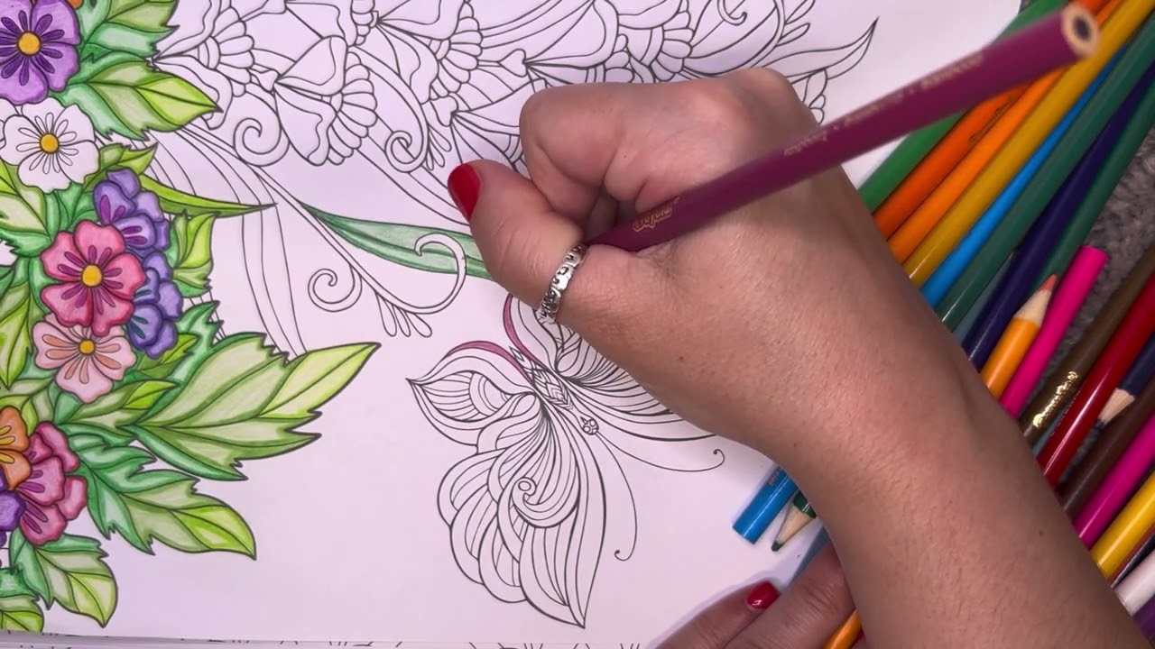 ✨ASMR✨ Coloring 🌸✏️ and gum chewing ❌NO TALKING 🎙️