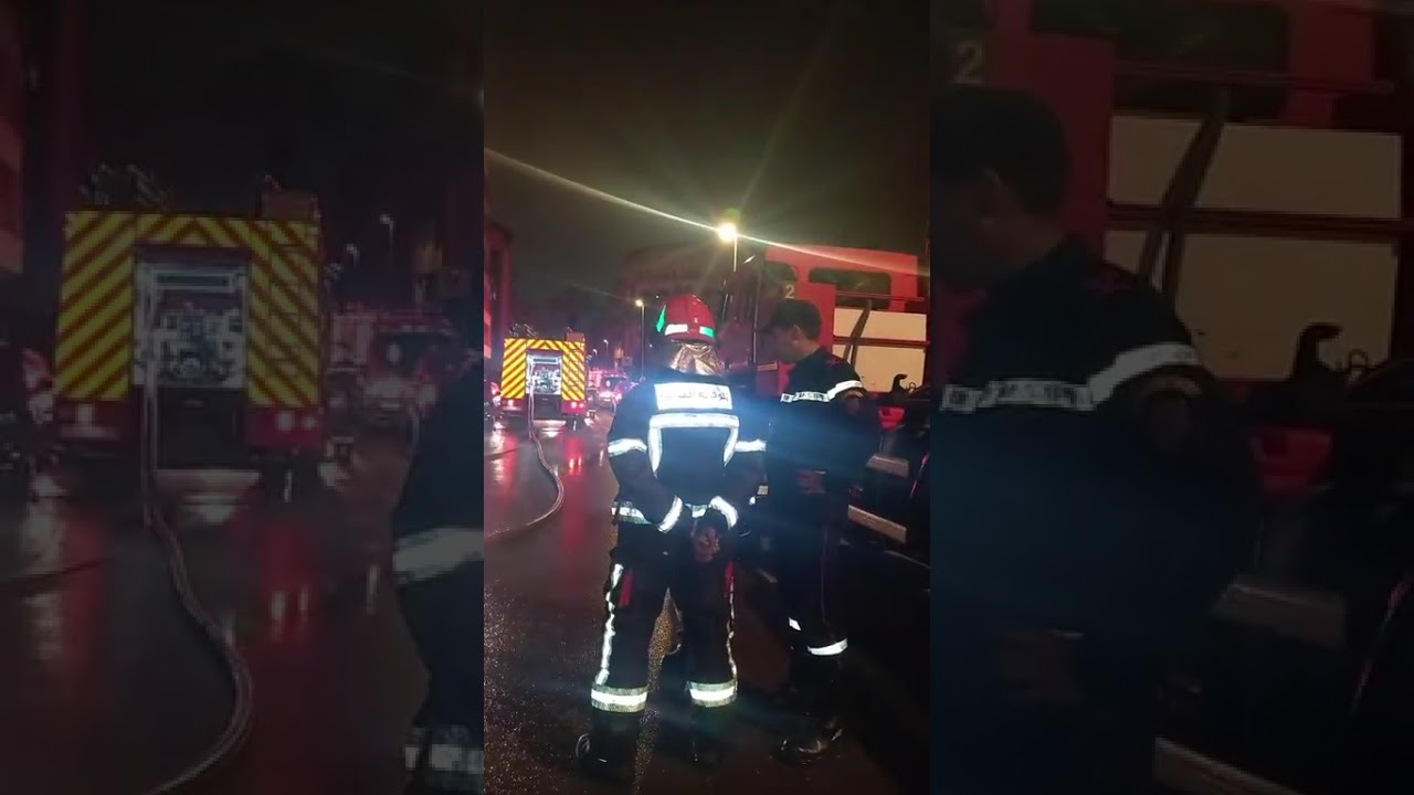 عاجل من ما كازا..رجال الوقاية المدنية يستعينون بقنينات غاز لمساعدتهم على السيطرة على حريق بمرآب مقهى