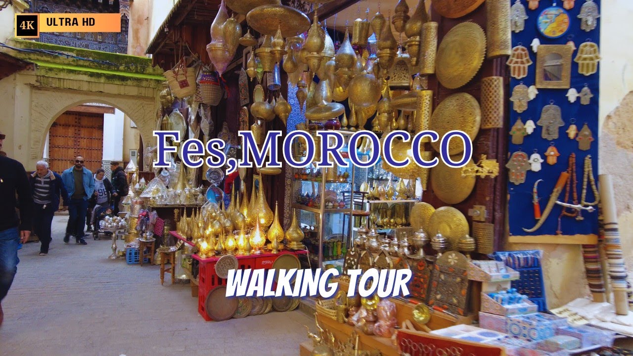 Fez, MOROCCO Walking Tour - 4K