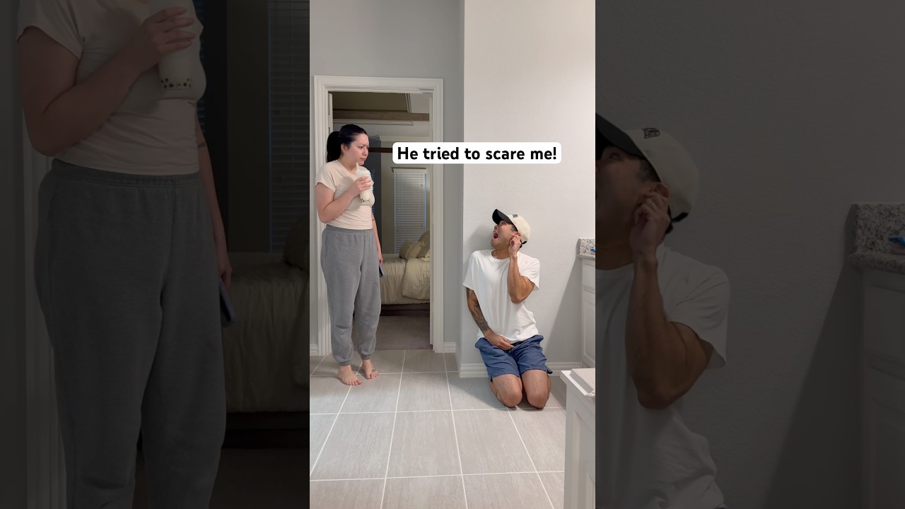He THOUGHT he could get me! 😭🤣 #funny #couple #husbandwife #marriedlife #shorts