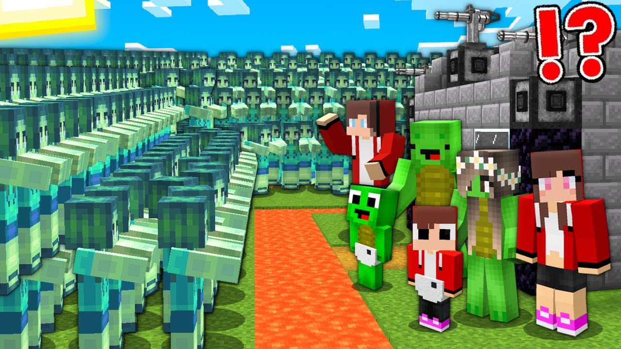 JJ and Mikey Family Security House vs Zombie Girls in Minecraft - Maizen Mizen JJ Mikey