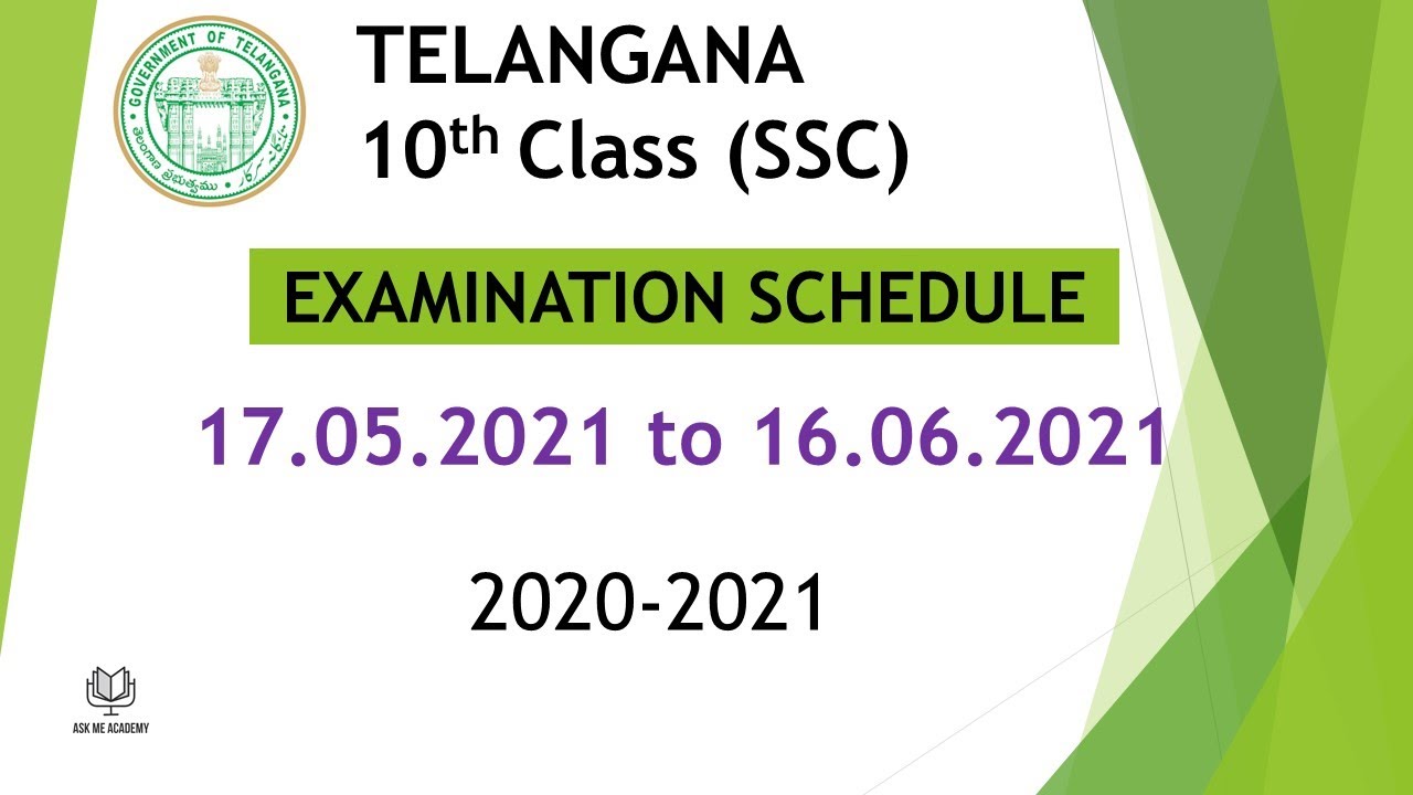TS 10th class (SSC) Exam time table / schedule in June 2021