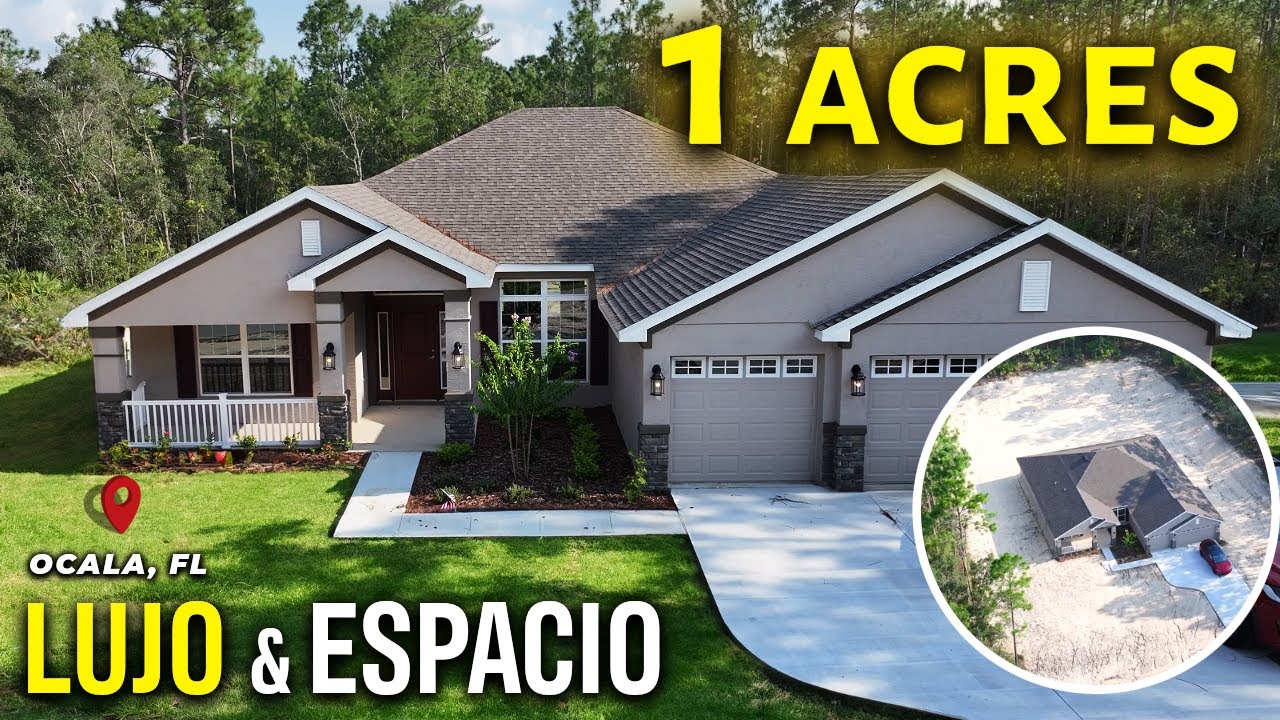 Casa de DISEÑO en Ocala, FL😱: NUEVA y ELEGANTE con 1 ACRES de Terreno y Garaje para 3 Vehículos