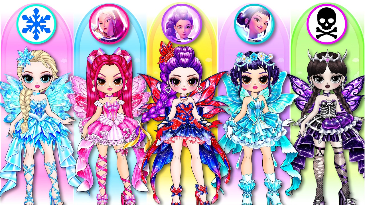 Huntrix & Elsa Fairy Fashion Glow Up! | DIY Fashion Paper Dolls