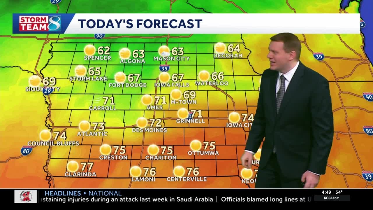 Iowa weather: Near record warmth for Monday