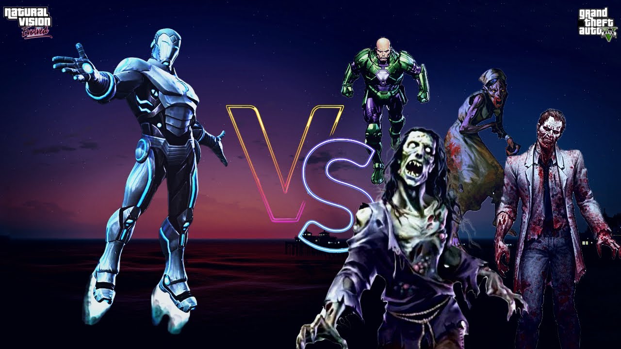 GTA 5- Superior Iron Man vs Zombies and Armored Lex Luthor!