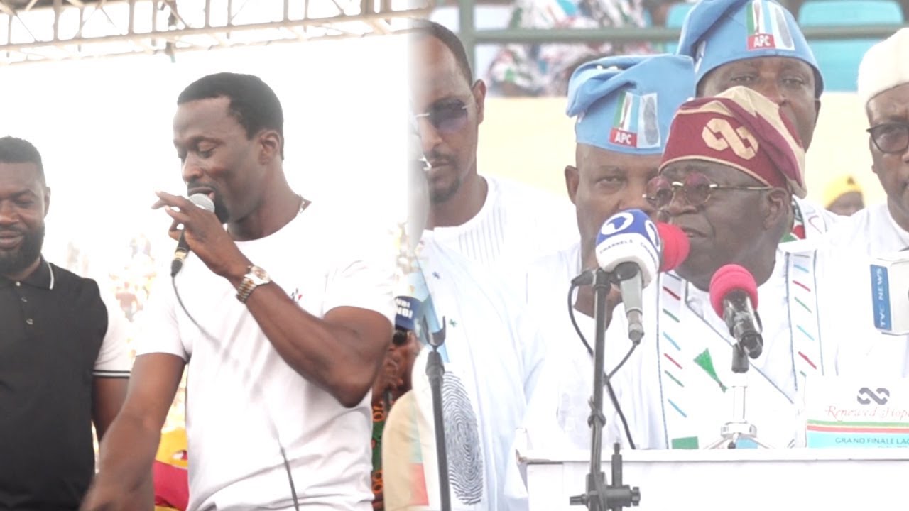 SULE ALAO MALAIKA SURPRISED BOLA AHMED TINUBU AT LAGOS STATE   FINAL CAMPAIGN RALLY