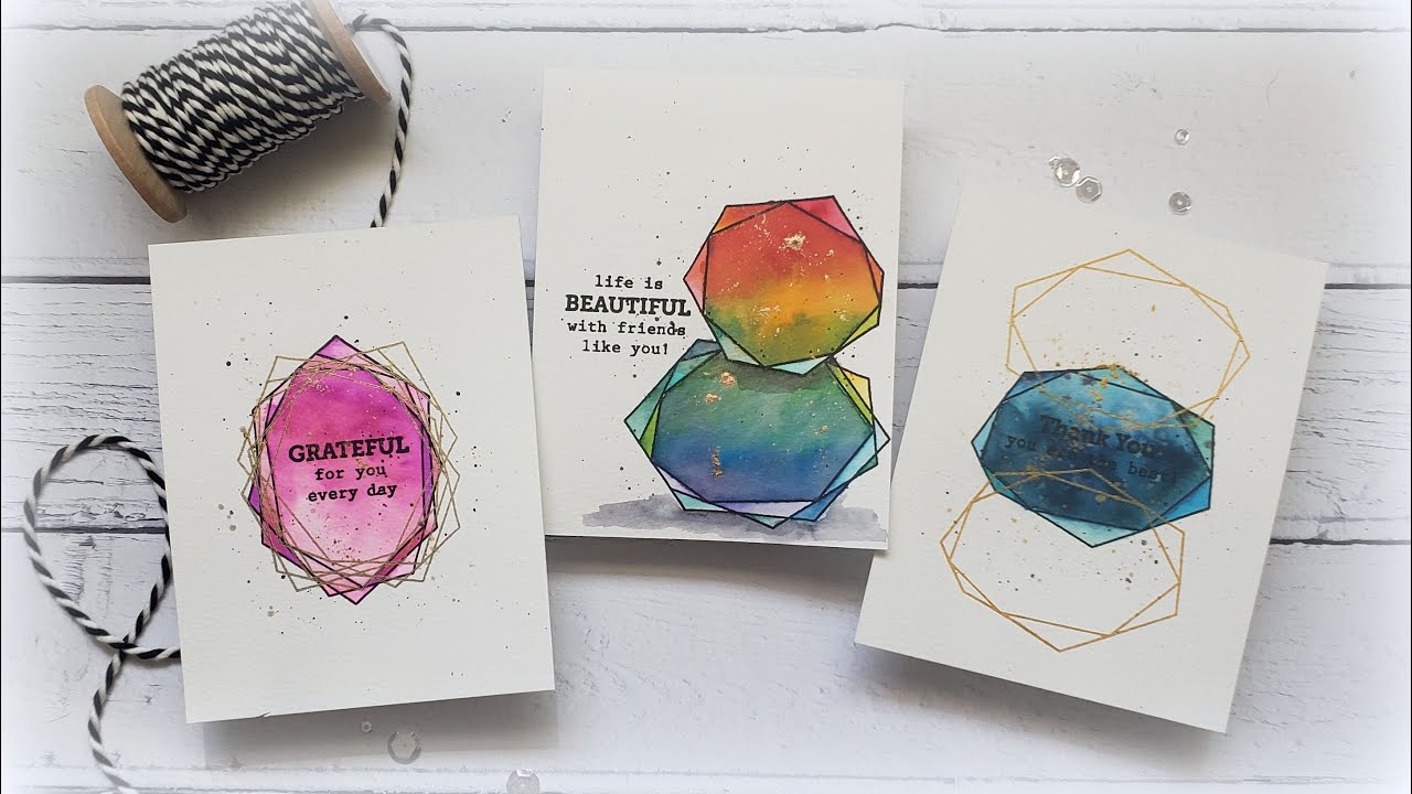 Watercolor Crystal Frames with Altenew Watercolor Markers and Perfect Pearls: The 