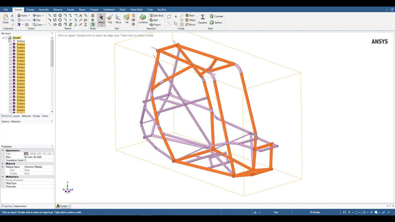 Explicit Analysis of a Roll Cage Geometry Preparation - Part 1