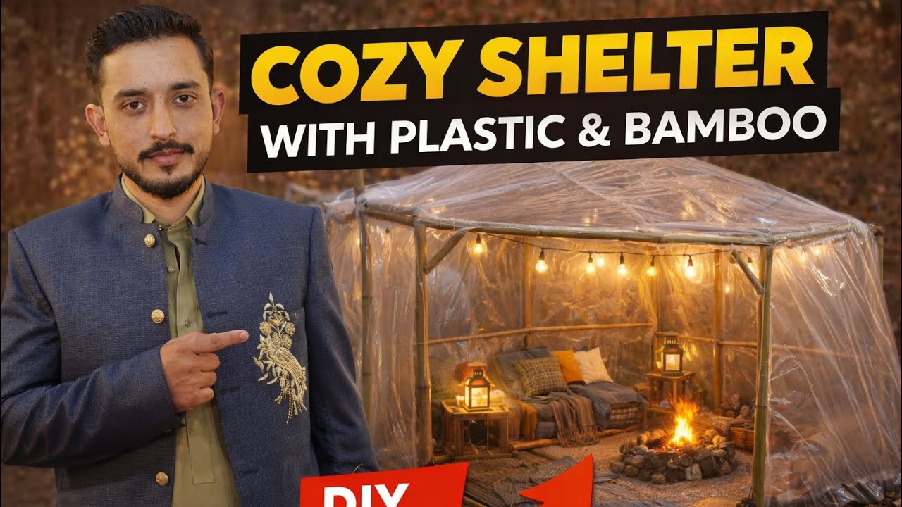 Build A Cozy Shelter | Plastic And Bamboo | #shorts #creative #fypシ #contentcreater #fypシ 