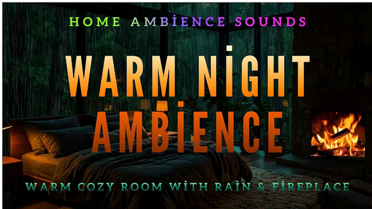 Cozy Rain Evening with Fireplace | Warm Night Ambience | No Music | 4 Hours
