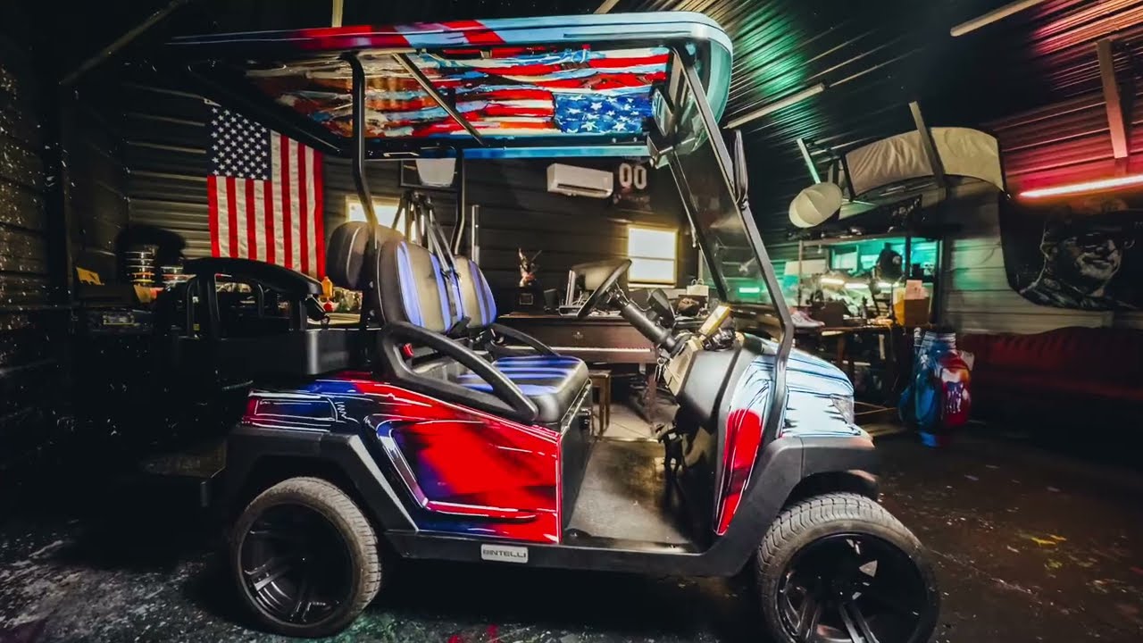 Custom Patriotic Golf Cart Painted by Joe Everson