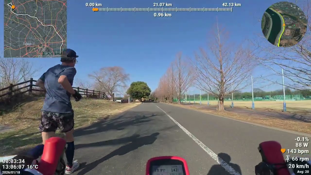荒川サイクリングロード 右岸で彩湖のニョロニョロから荒川0km先の新砂船着場まで