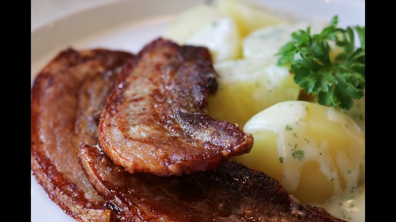 Crispy pork with parsley sauce II Stegt flæsk med persillesovs II Danish Recipe