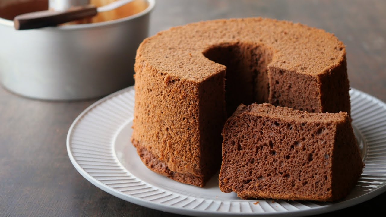 ノンオイルでふかふかもっちり米粉ココアシフォンケーキ | Oil-free Gluten-free! Chiffon Cake  fluffy!