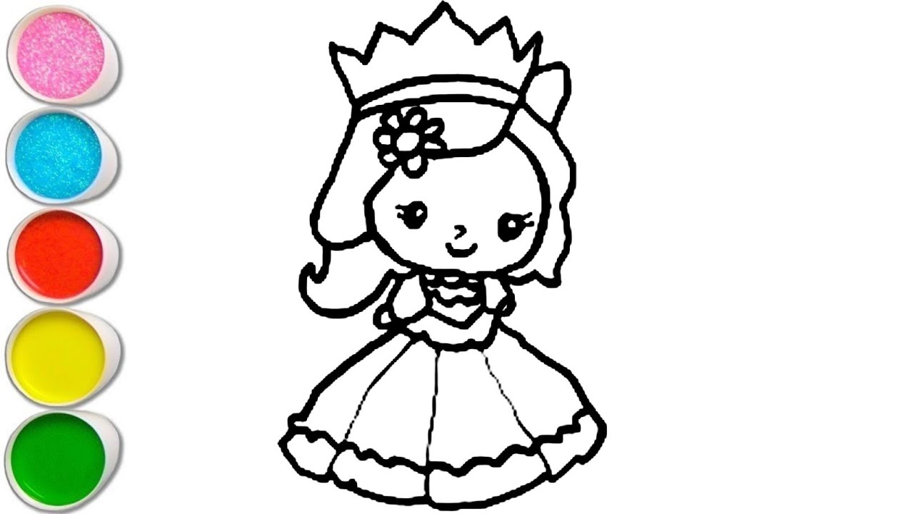 Cute princess Drawing, Painting and Coloring For Kids and Toddlers_ Easy Drawing 