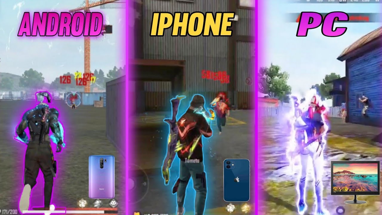ANDROID VS IPHONE VS PC ❤ FREE FIRE GAMEPLAY TEST✌👿BADGES 2