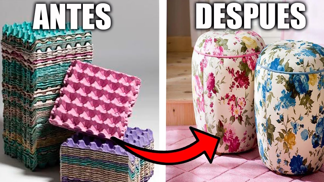 ✅Como HACER UN PUFF con CARTONES DE HUEVO RECICLADOS | DIY | FACIL Y RAPIDO