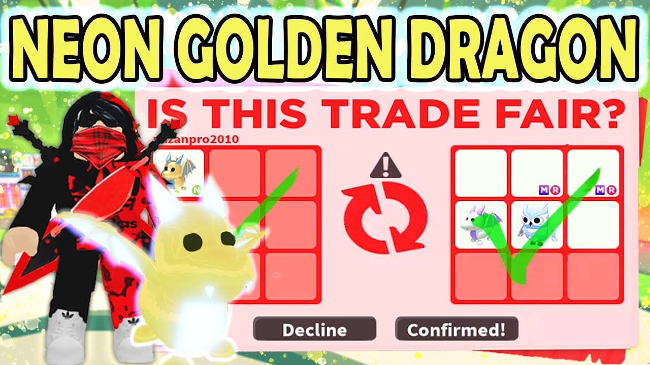 BIG WIN 😍😎 I TRADED MY NEON GOLDEN DRAGON ( MAKING & WHAT PEOPLE OFFER) IN ADOPT ME! ROBLOX