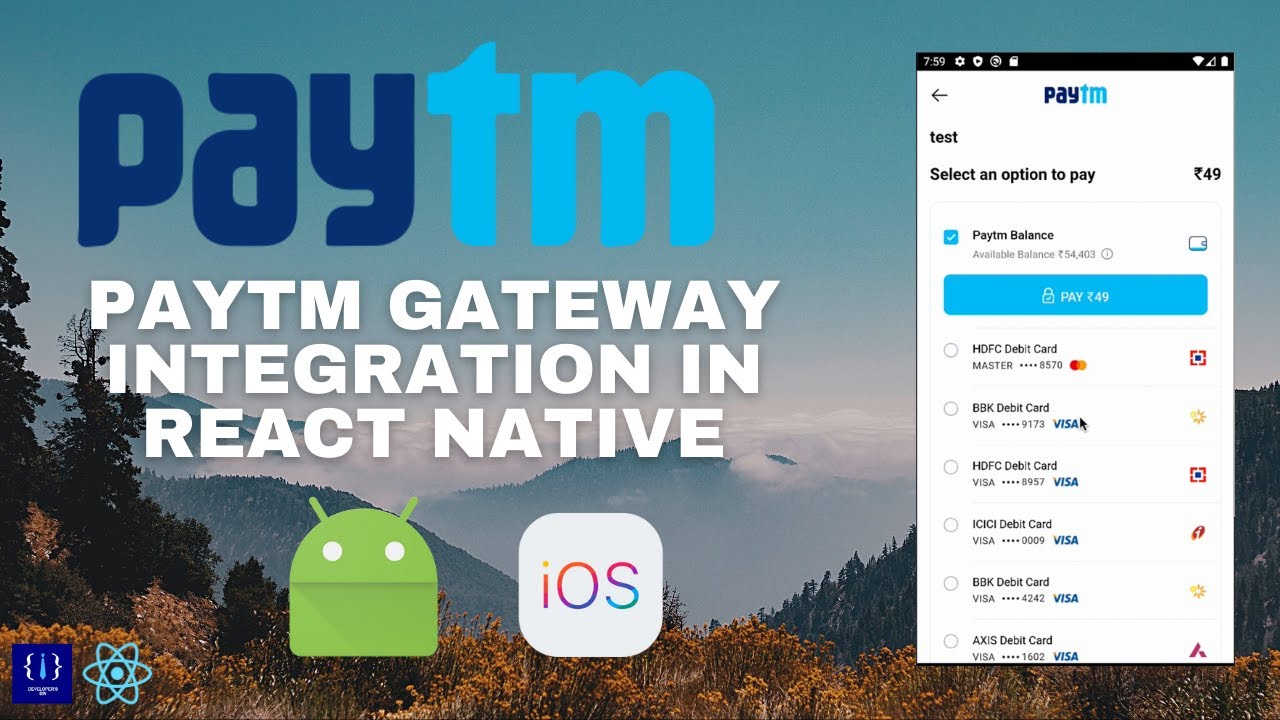 Paytm Payment Gateway Integration in  React Native || All-in-One SDK