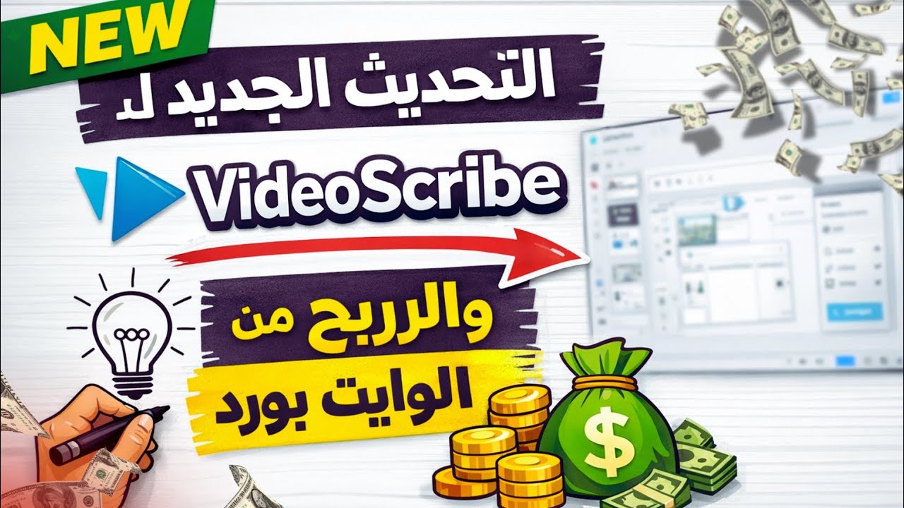 شرح واجهة VideoScribe بعد التحديث الأخير | الربح من فيديوهات الوايت بورد 2026