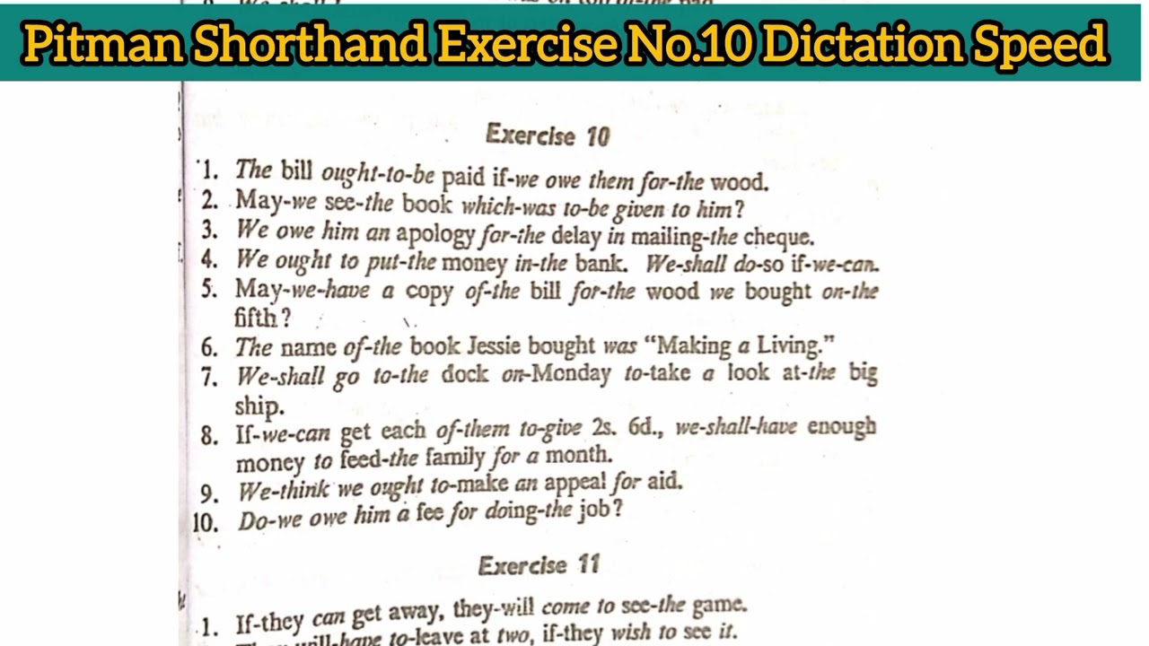 Exercise No.10 | Pitman Shorthand Dictation Speed 