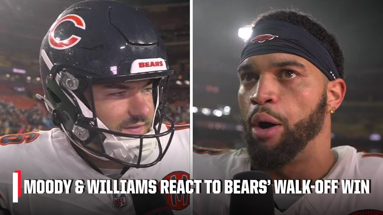 Caleb Williams & Jake Moody react to Bears' game-winning field goal vs. Commanders | NFL on ESPN