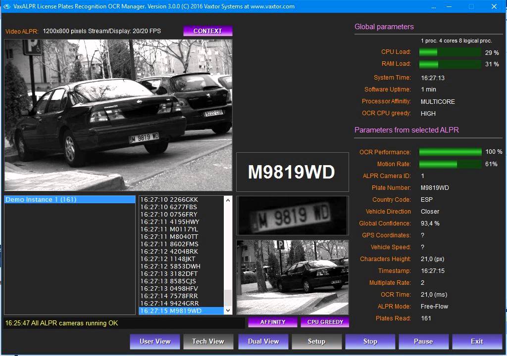 ANPR onboard by Vaxtor Systems