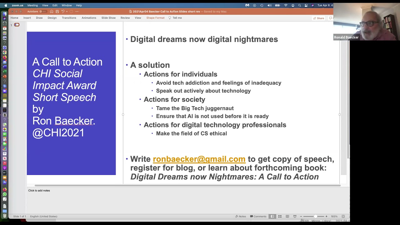 SIGCHI Social Impact Award Talk: A Call to Action (CHI 2020)