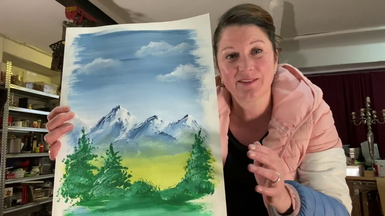 Malanleitung für Kinder -  Landschaftsmalerei, ab 10 Jahre,  Bäume, Berg, Himmel malen,