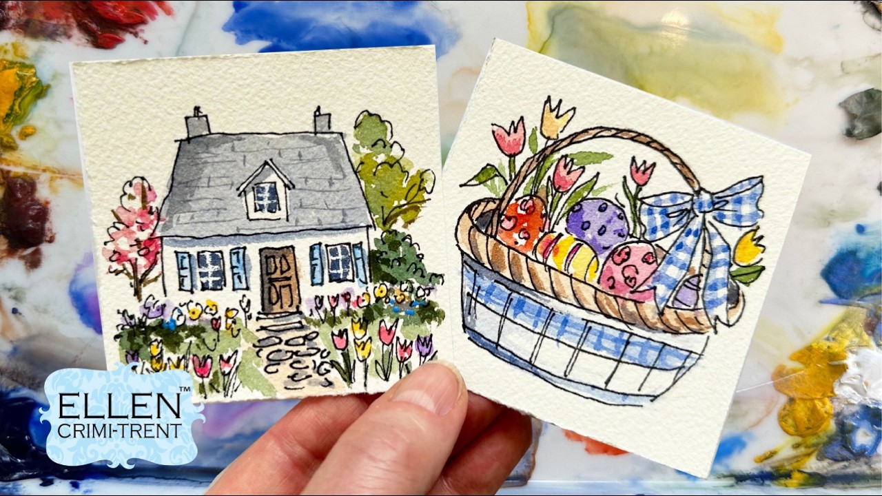 Мини-урок по рисованию акварелью тушью и акварелью на весеннюю тематику.